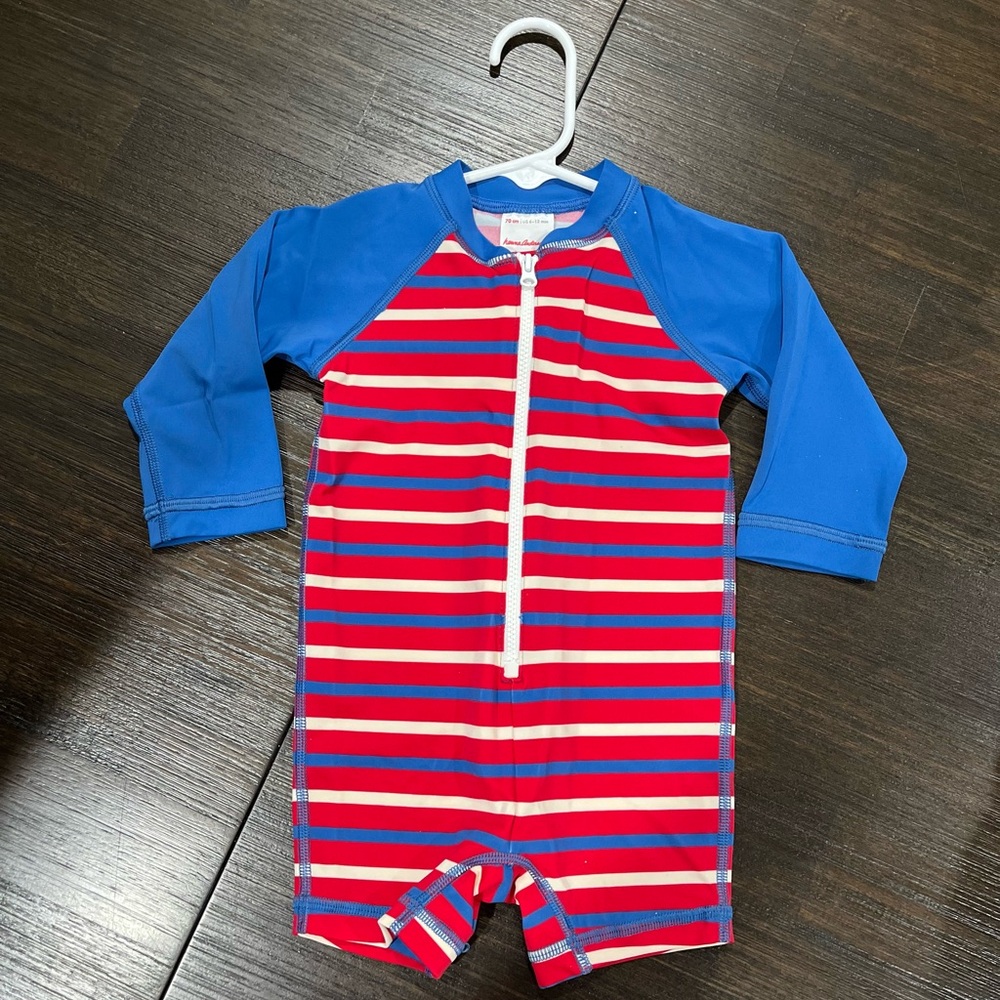 Hanna Andersson Blue and Red Striped Baby Swimwear 6-12 months